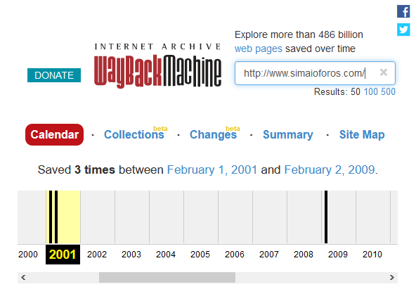 Το site ξεκίνησε 2-3 χρόνια νωρίτερα, αλλά αυτή είναι η πρώτη ιστορική καταγραφή του το 2001 από το WaybackMachine του Internet Archive (www.archive.org)
